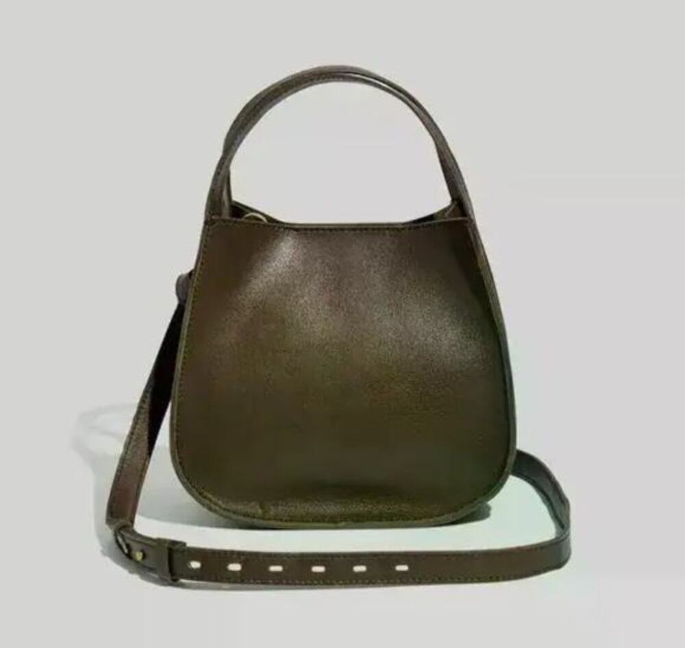 Madewell Olive Green Leather Sydney Crossbody Top Handle Bag Minimalist Purse